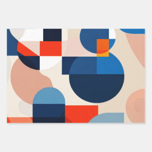 Scandinavian Mid Century Geometric Abstract Art Wrapping Paper Sheet