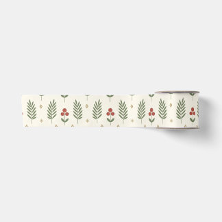 Scandinavian Minimal Christmas Florals Seamless Wr Satin Ribbon