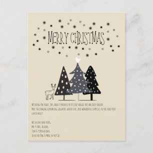 Scandinavian Minimalist Black White Christmas  Holiday Postcard