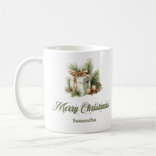 Scandinavian Minimalist Christmas Mug Custom Name