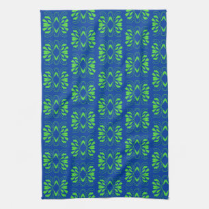 Scandinavian Mod Blue Green All Over Print Tea Towel