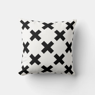Scandinavian Modern Style Thick Black Plus Signs Cushion