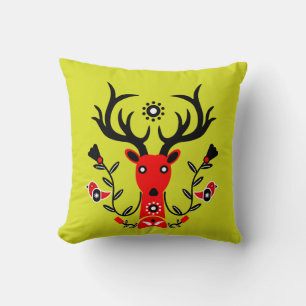 Scandinavian Nature Deer Head Art T-Shirt Throw Pi Cushion