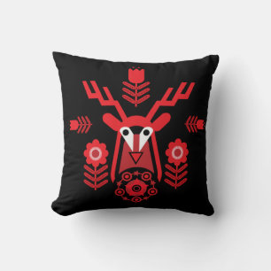 Scandinavian Nature Deer Head Art T-Shirt Throw Pi Cushion