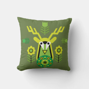 Scandinavian Nature Deer Head Art T-Shirt Throw Pi Cushion