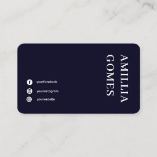 Scandinavian Navy Blue   Minimalist Professional  Business Card