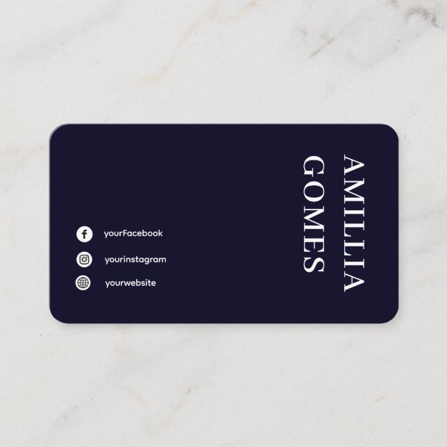 Scandinavian Navy Blue | Minimalist Professional  Business Card (Front)