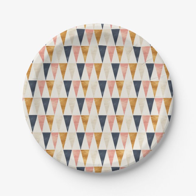 Scandinavian Navy Flag Pattern Paper Plate (Front)