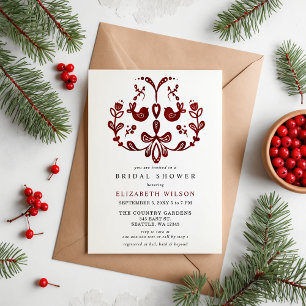 Scandinavian Nordic Birds Christmas Bridal Shower  Invitation