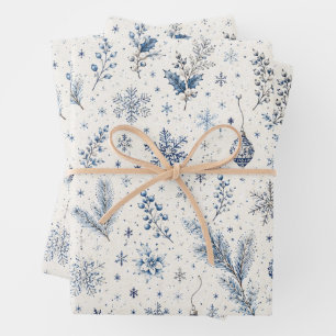 Scandinavian Nordic Blue Christmas Wrapping Paper