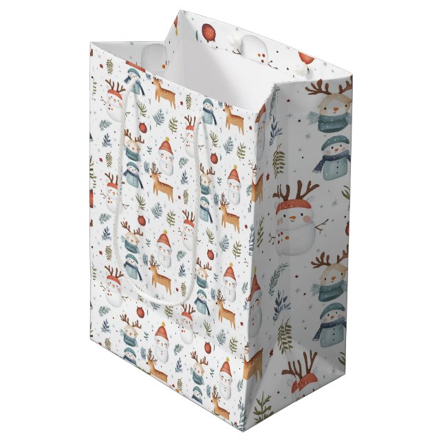 Scandinavian Nordic Christmas Gift Bag (Front Angled)