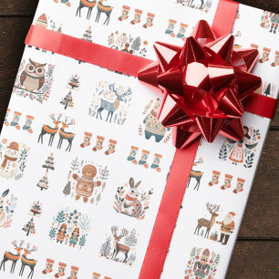Scandinavian Nordic Folk Art Christmas Wrapping Paper