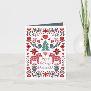 Scandinavian Nordic Folk art Fable Christmas Holiday Card
