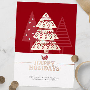 Scandinavian Nordic Happy Holidays Christmas Trees Foil Holiday Card