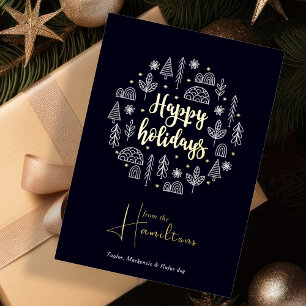Scandinavian Nordic Happy Holidays Personalised Foil Holiday Card