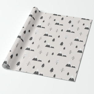 Scandinavian Nordic Winter Holiday Scene Minimal Wrapping Paper