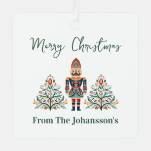 Scandinavian Nutcracker Custom Name Christmas Metal Tree Decoration