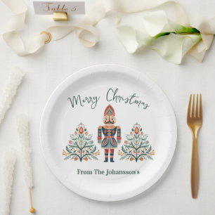 Scandinavian Nutcracker Custom Name Christmas Paper Plate