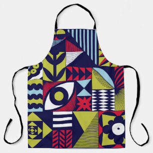 Scandinavian or retro style graphic pattern. Hand- Apron