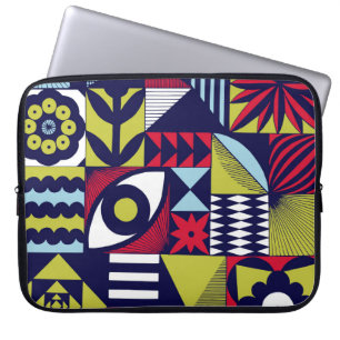 Scandinavian or retro style graphic pattern. Hand- Laptop Sleeve