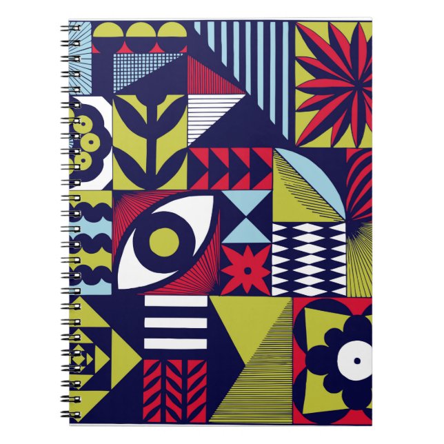 Scandinavian or retro style graphic pattern. Hand- Notebook (Front)