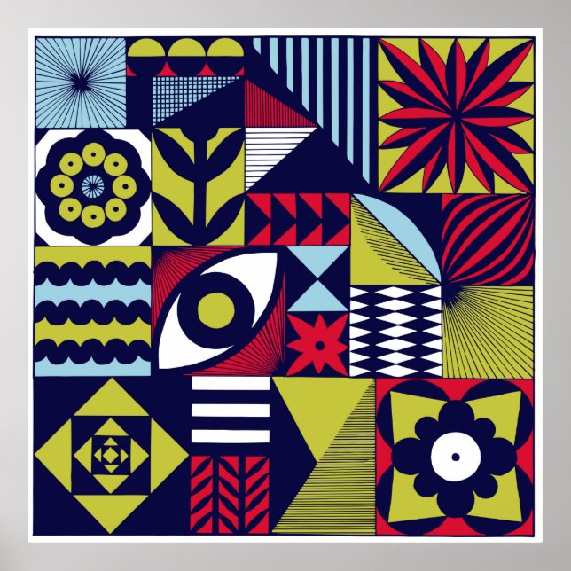 Scandinavian or retro style graphic pattern. Hand- Poster (Front)