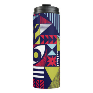 Scandinavian or retro style graphic pattern. Hand- Thermal Tumbler