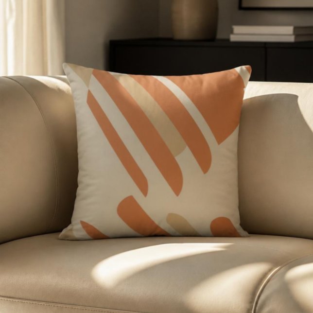 Scandinavian Orange & Cream Geometric Throw Pillow (Creator Uploaded)