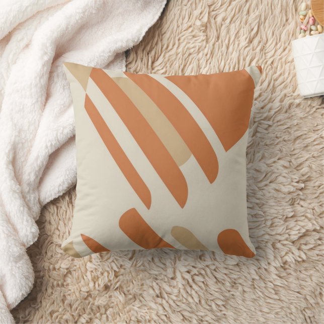 Scandinavian Orange & Cream Geometric Throw Pillow (Blanket)
