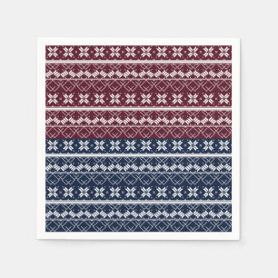 Scandinavian ornament on a blue, burgundy napkin