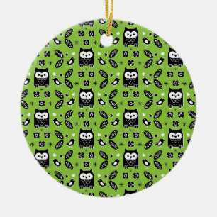 Scandinavian Owl Folk Art Ceramic Tree Decoration
