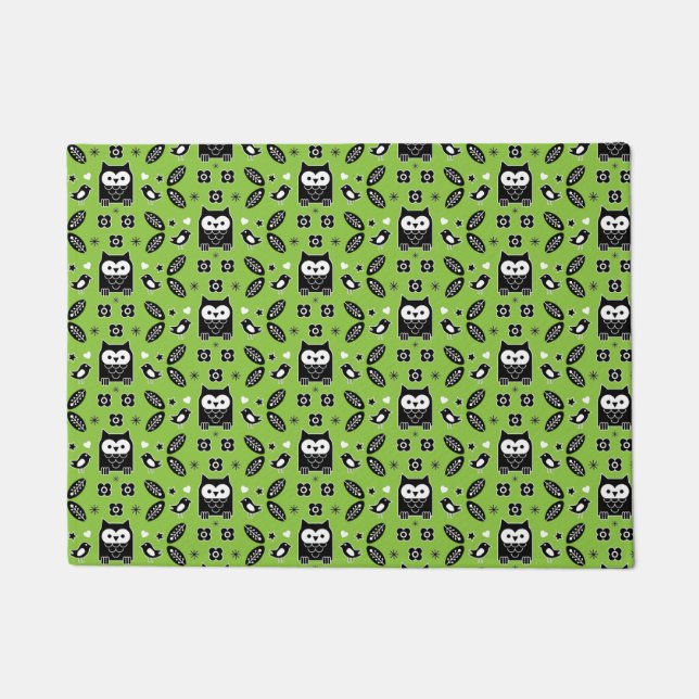 Scandinavian Owl Folk Art Doormat (Front)