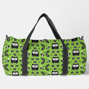 Scandinavian Owl Folk Art Duffle Bag