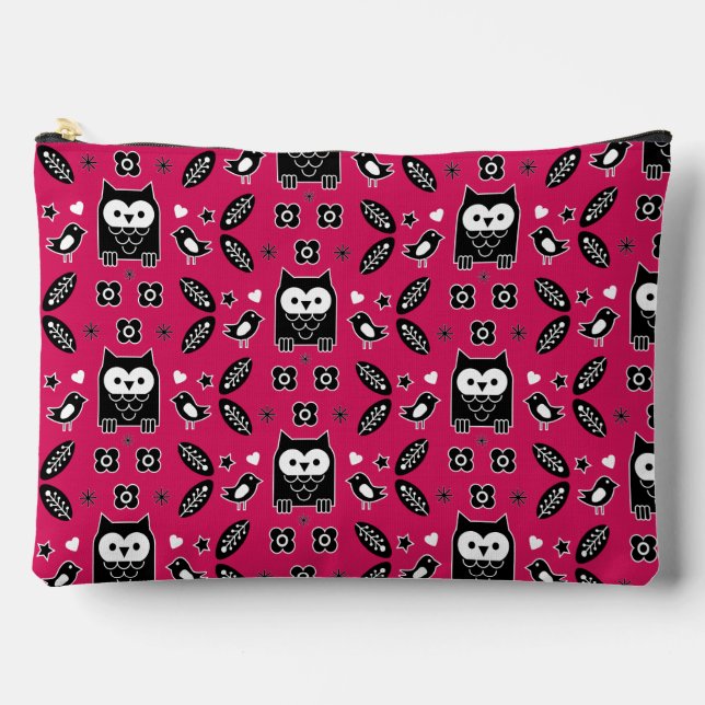 Scandinavian Owl Folk Art Gift Accessory Pouch (Front)