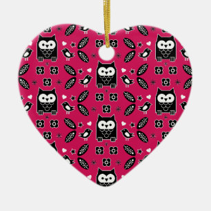 Scandinavian Owl Folk Art Gift Ceramic Tree Decoration