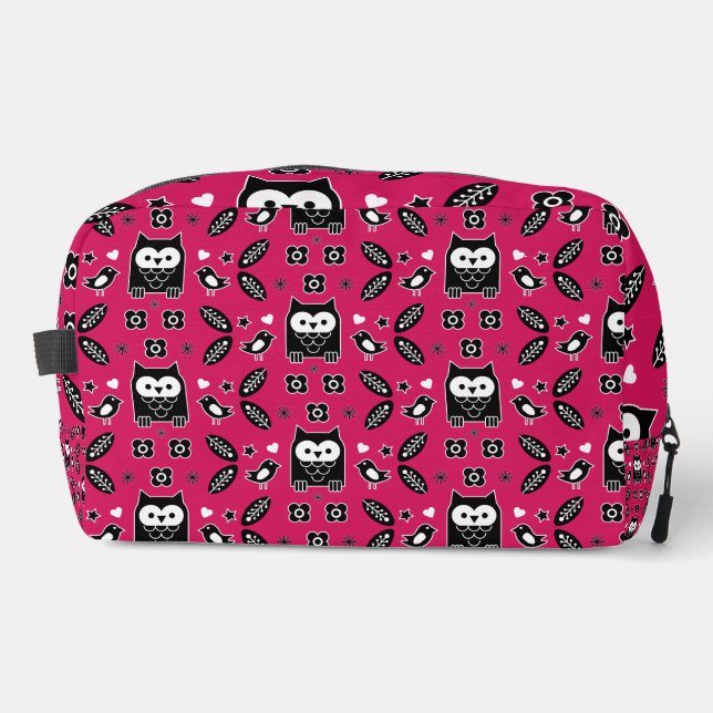 Scandinavian Owl Folk Art Gift Dopp Kit (Front)