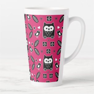 Scandinavian Owl Folk Art Gift Latte Mug