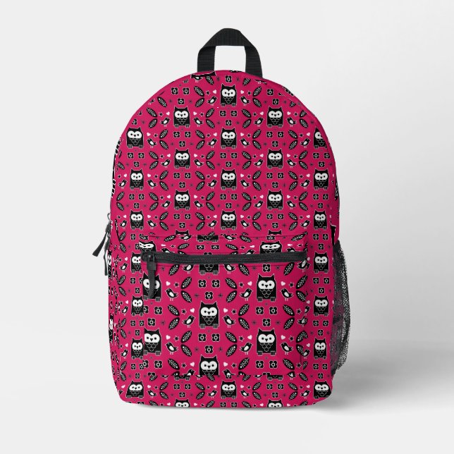 Scandinavian Owl Folk Art Gift Printed Backpack (Front)