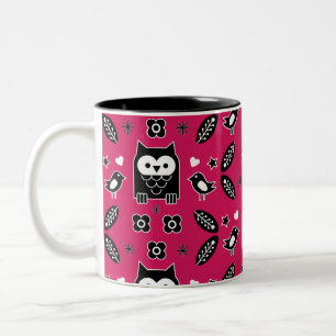 Scandinavian Owl Folk Art Gift Two-Tone Coffee Mug