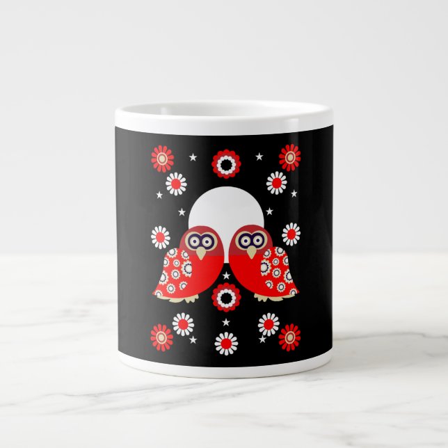 Scandinavian Owl Folk Art     Large Coffee Mug (Front)
