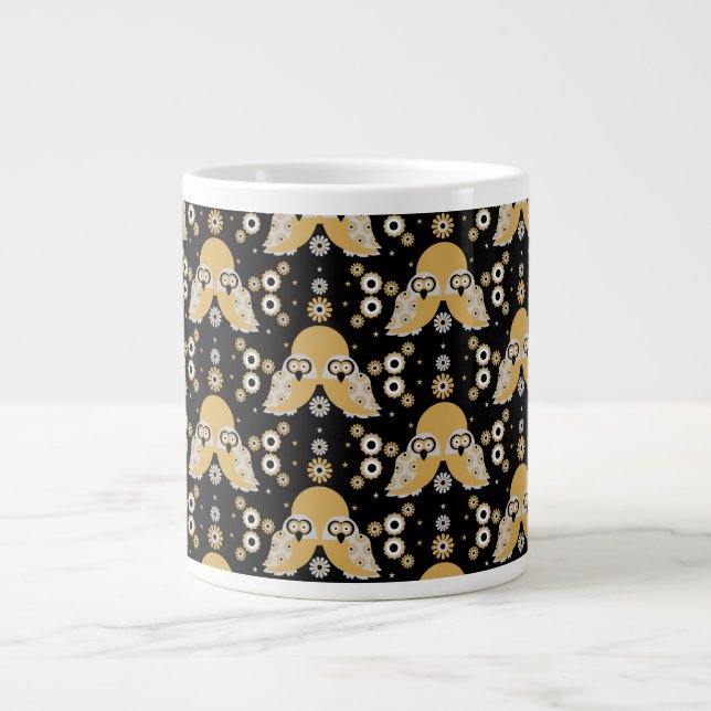 Scandinavian Owl Folk Art   Large Coffee Mug (Front)