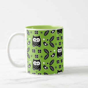 Scandinavian Owl Folk Art Two-Tone Coffee Mug