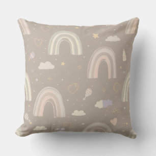 Scandinavian Pastel Nursery Pillow Soft Rainbows