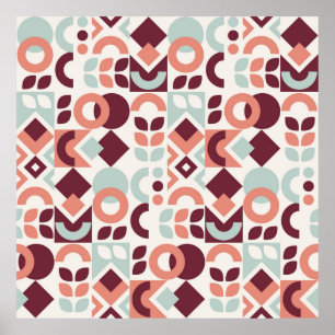 Scandinavian pattern design. Simple modern retro b Poster