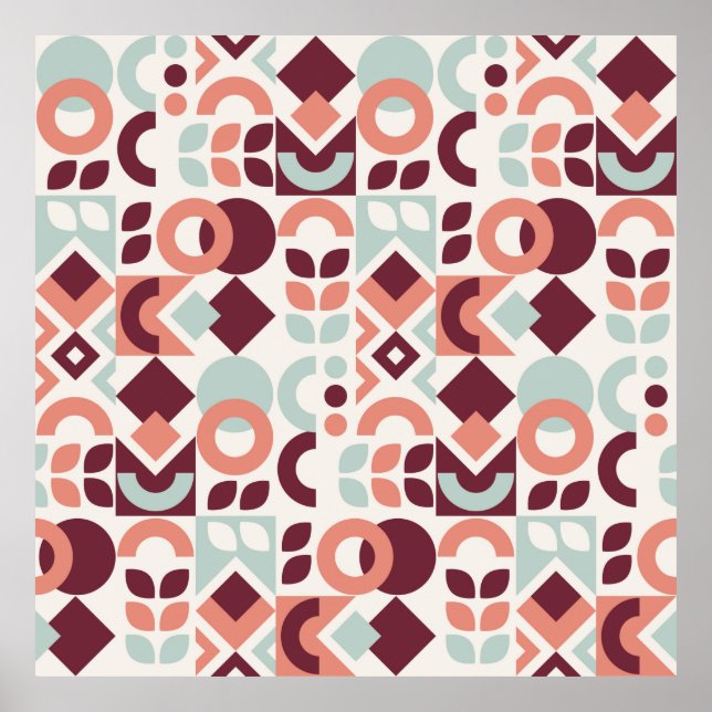 Scandinavian pattern design. Simple modern retro b Poster (Front)