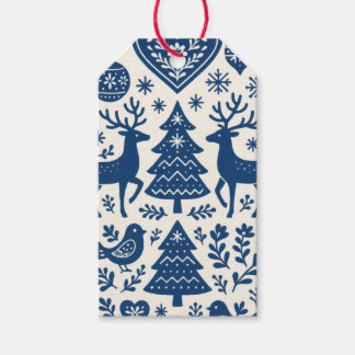 SCANDINAVIAN PATTERN GIFT TAG BLUE