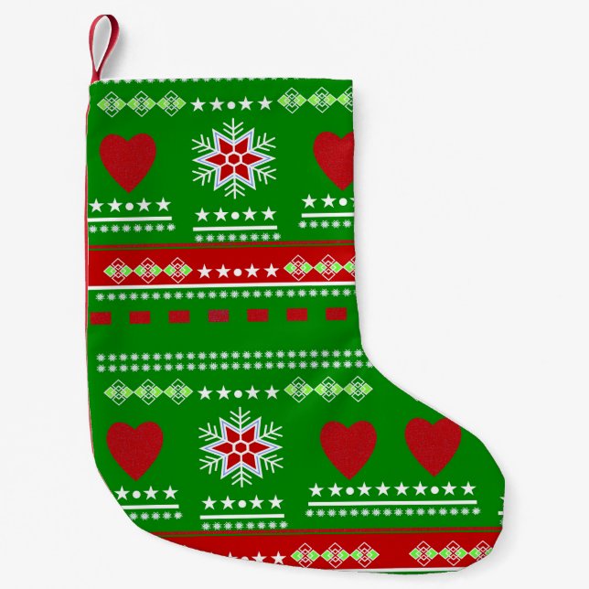 Scandinavian Pattern Small Christmas Stocking (Front)