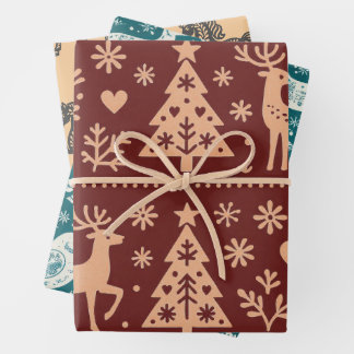 SCANDINAVIAN PATTERNS CHRISTMAS WRAPPING SHEETS