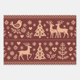 SCANDINAVIAN PATTERNS CHRISTMAS WRAPPING SHEETS