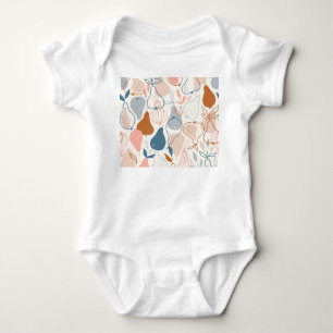 Scandinavian Pear Print: Vintage Fruit Pattern Baby Bodysuit